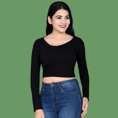 SHOTEK Casual Solid Women Black Top