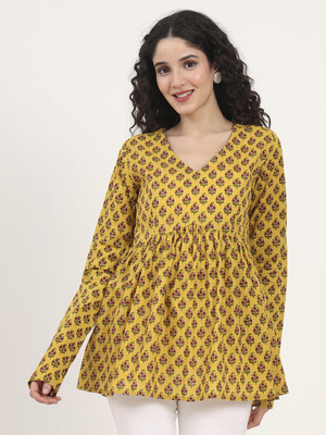 DIVENA Casual Printed Women Yellow Top