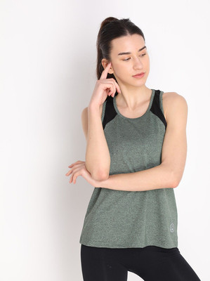 CHKOKKO Casual Color Block Women Light Green Top