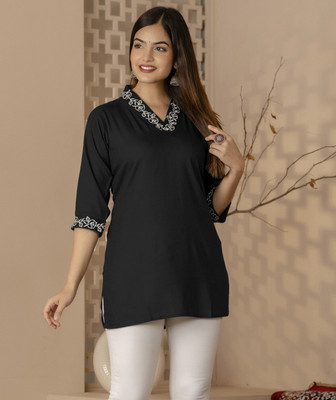 RADHEGOVIND Casual Embroidered Women Purple Top