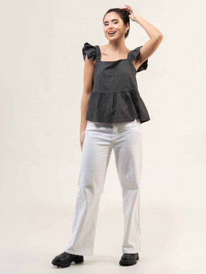 Urban Sundari Casual Solid Women Grey Top