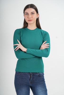 25DEGREE N Casual Self Design Women Dark Green Top