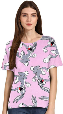 Apache Printed Women Round Neck Pink T-Shirt