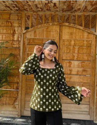 dixit industry Formal Floral Print Women Green Top