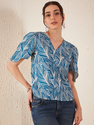 DENNISON Casual Printed Women Blue Top