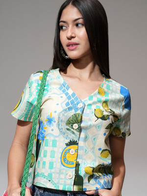 Tokyo Talkies Casual Printed Women Multicolor Top