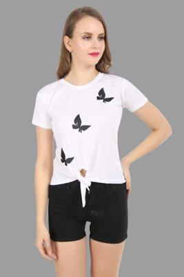 HouseOfCommon Casual Printed Women White Top