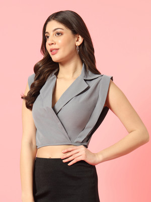 AARS.XI Formal Solid Women Grey Top