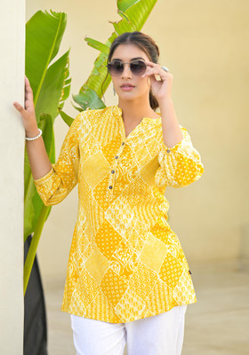 Juniper Casual Printed Women Yellow Top