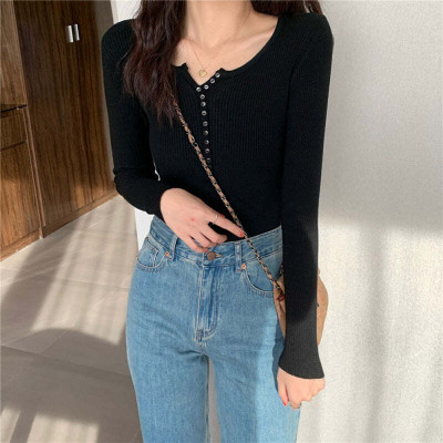OUTZIDR Casual Solid Women Black Top