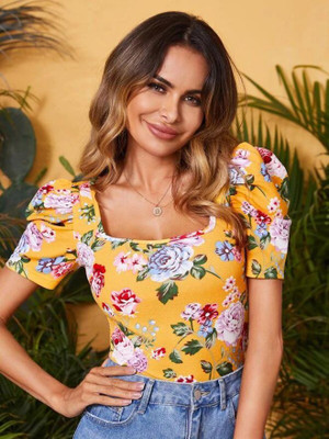 Rajovati Casual Printed Women Yellow Top