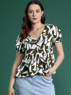 Dressberry Casual Printed Women Green Top