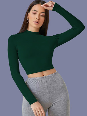 Kashonaa Casual Solid Women Dark Green Top