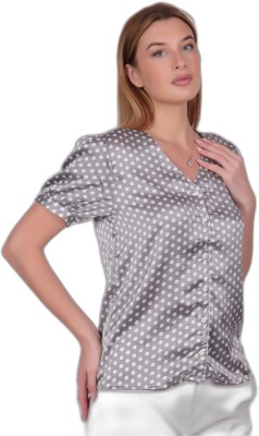 Namonine Casual Polka Print Women Grey Top