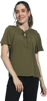 OXOLLOXO Casual Solid Women Green Top
