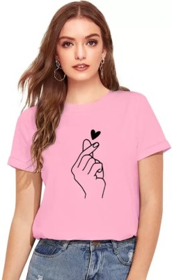 Realglimpse Casual Printed Women Pink Top