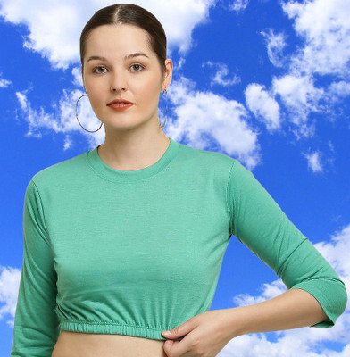 elegance redefined Casual Solid Women Light Green Top