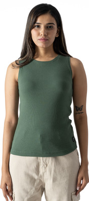 Femree Casual Solid Women Green Top