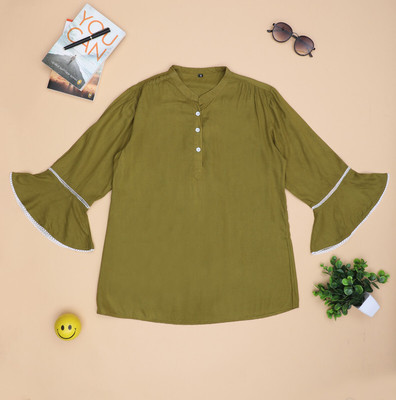 Fashion Senoraa Casual Solid Women Green Top