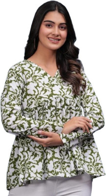 Yashika Fashion Casual Printed Women White, Blue Top