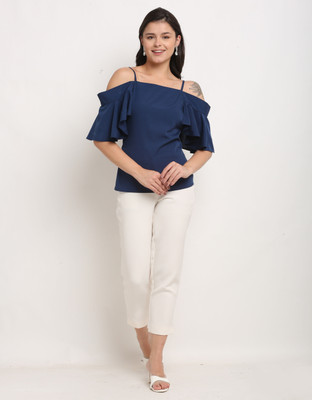 RolyPoly Party Solid Women Dark Blue Top