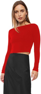 THE BLAZZE Casual Self Design Women Red Top