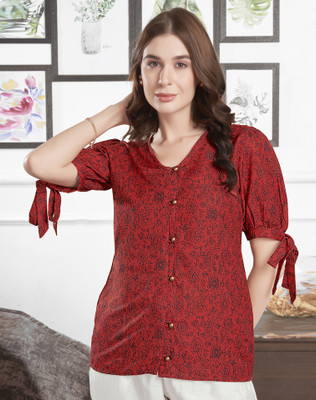 Selvia Casual Printed Women Red Top