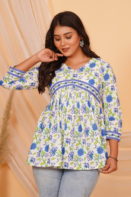 AARADHYA Party Printed Women Blue Top