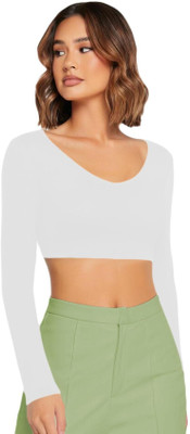 THEBLAZZEE Casual Solid Women White Top