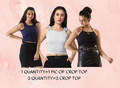 Prettify Casual Solid Women Black, Dark Blue, White Top