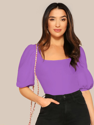 Kashonaa Casual Solid Women Purple Top