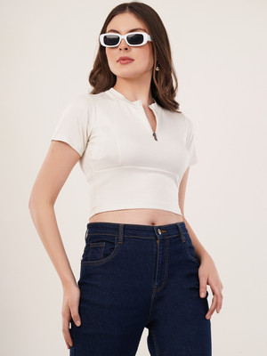 clobug Casual Solid Women White Top