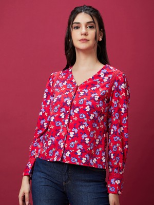 Globus Casual Floral Print Women Blue, Red, White Top