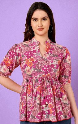 jaiambycreation Party Printed Women Pink Top