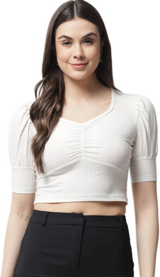 METRONAUT Casual Self Design Women White Top