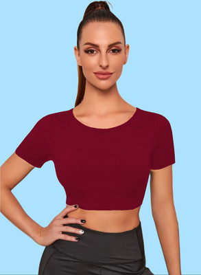 Dream Beauty Fashion Casual Solid Women Maroon Top
