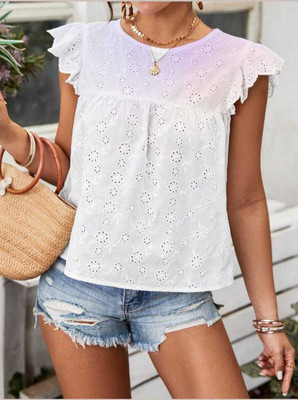 PRAVISHRI TRENDS Casual Embroidered Women White Top