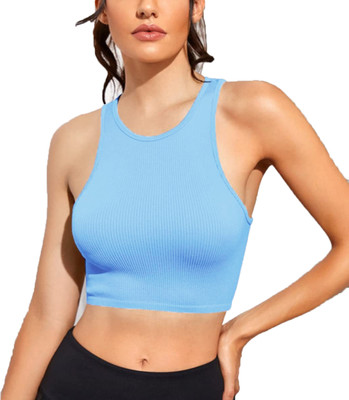 Bladric Casual Solid Women Light Blue Top