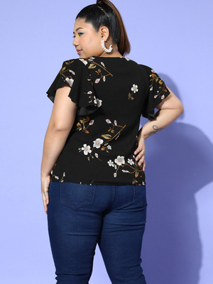Berrylush Curve Casual Printed Women Multicolor Top