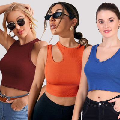 KIK33 Casual Solid Women Multicolor Top