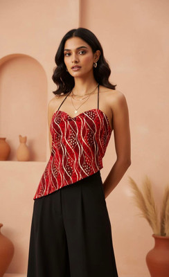 SHRIDHA Casual Printed, Geometric Print Women Red Top