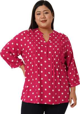 9 impression Casual Printed Women White, Pink Top