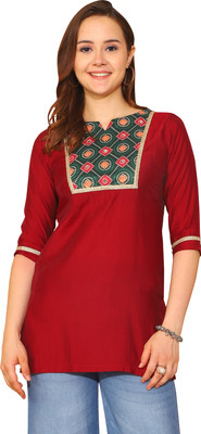 HouseOfCommon Women Printed Straight Kurta(Red)