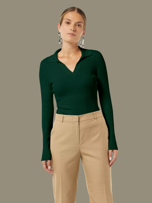 NAVYANKAA Casual Self Design Women Dark Green Top