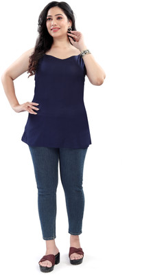 Amaira Fashion Casual Solid Women Dark Blue Top
