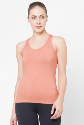 Laasa Sports Casual Solid Women Pink Top