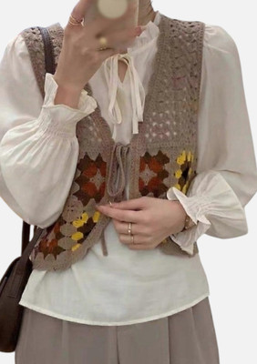 Laxmi Empire Casual Self Design Women Brown Top
