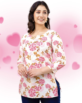 VROEGER Casual Printed Women Pink, White Top