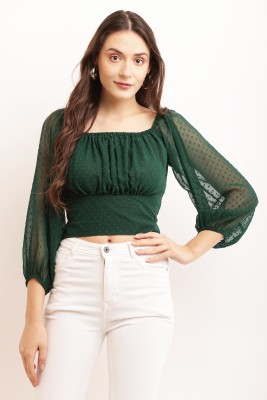 Lilyn Casual Solid Women Green Top