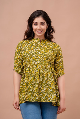 craftwell studio Casual Self Design Women Yellow Top